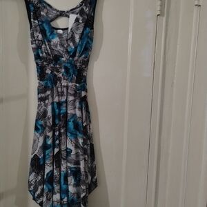 Elegant Blue and Black Women's Dress